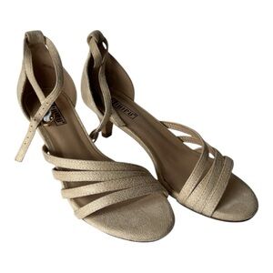 IDIFU Women’s Low Kitten Sandals Heels, Open Toe Ankle Strap, size 6.5, NIB